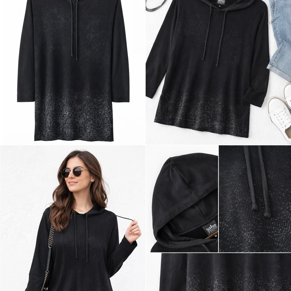 Soho-New York &Co.-black hooded tunic sweater - Picture 1 of 2